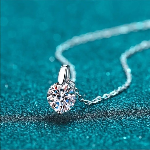 Jewelry - Certified 3ct. t.w. Moissanite Round Brilliant Cut Solitaire Necklace NEW